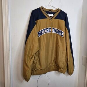 58 Sports Notre Dame Fighting Irish Pullover Windbreaker Gold Navy Mens Medium